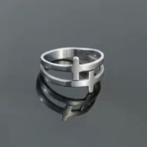 Silver Double Cross Style Unisex Ring